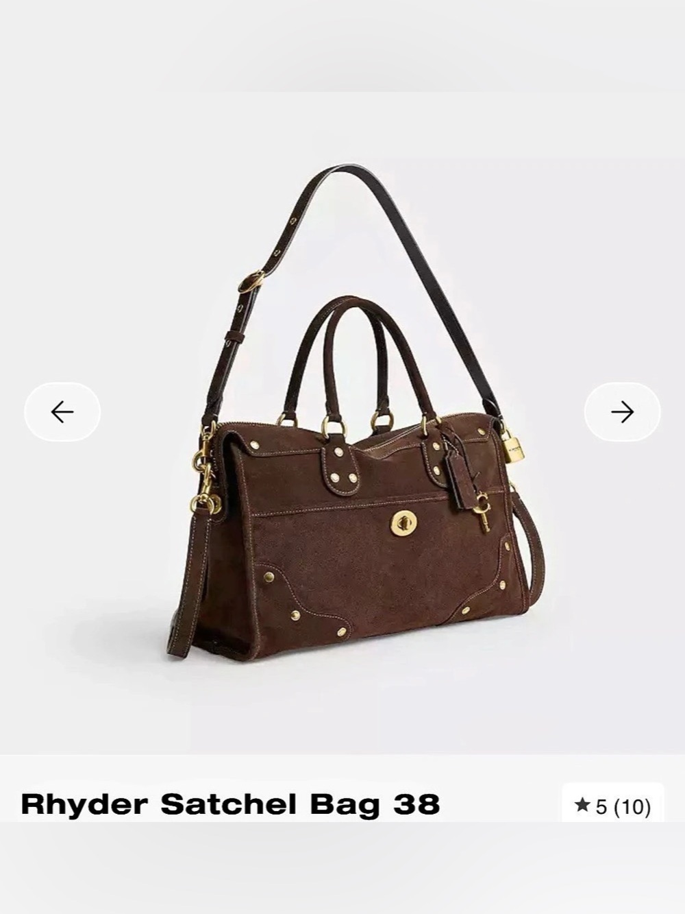 NWT Coach Rhyder 38 Satchel Brown Leather Suede Satchel